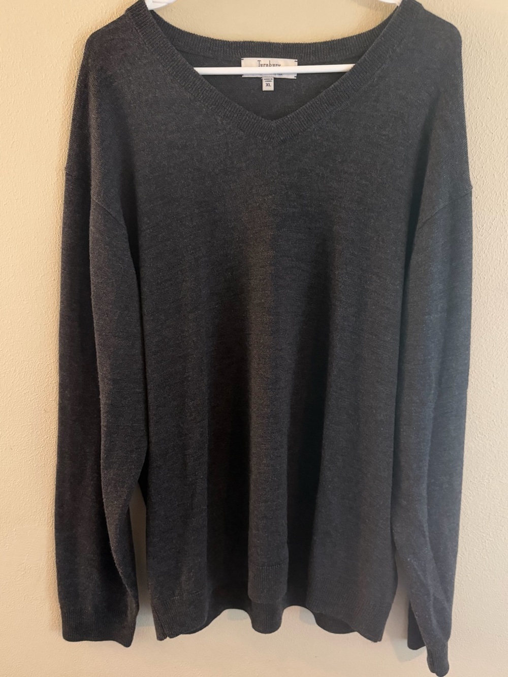 Turnbury Men's Dark Charcoal Wool Sweater